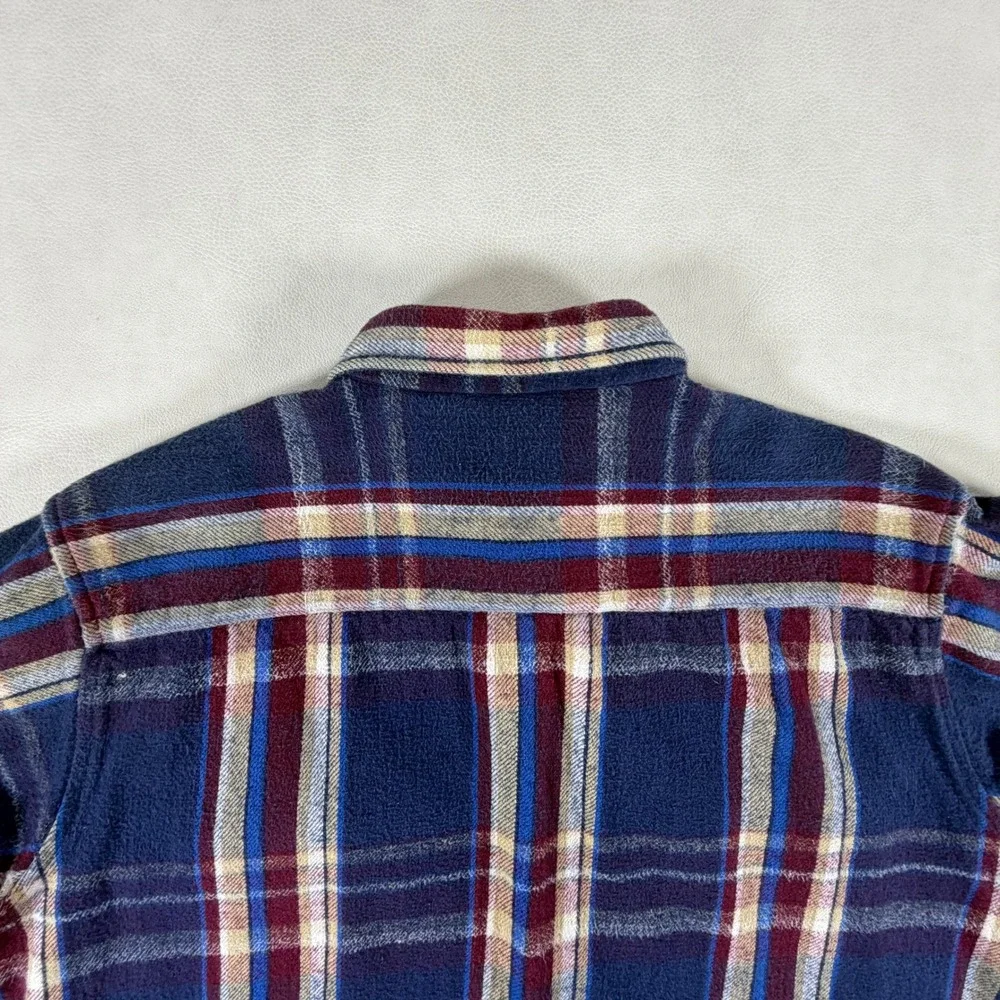 Vintage Five Brothers Heavy Flannel Shirt Long Sleeve Mens XL Blue Red Plaid